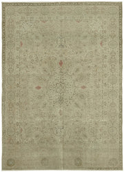 Rusvo Bej Gri Madalyon Desenli Yün Vintage Halı 245x335 cm