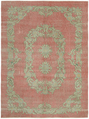 Rusvo Vintage Pembe Yeşil Çiçek Desenli El Dokuma Halı 287x372 cm 45514