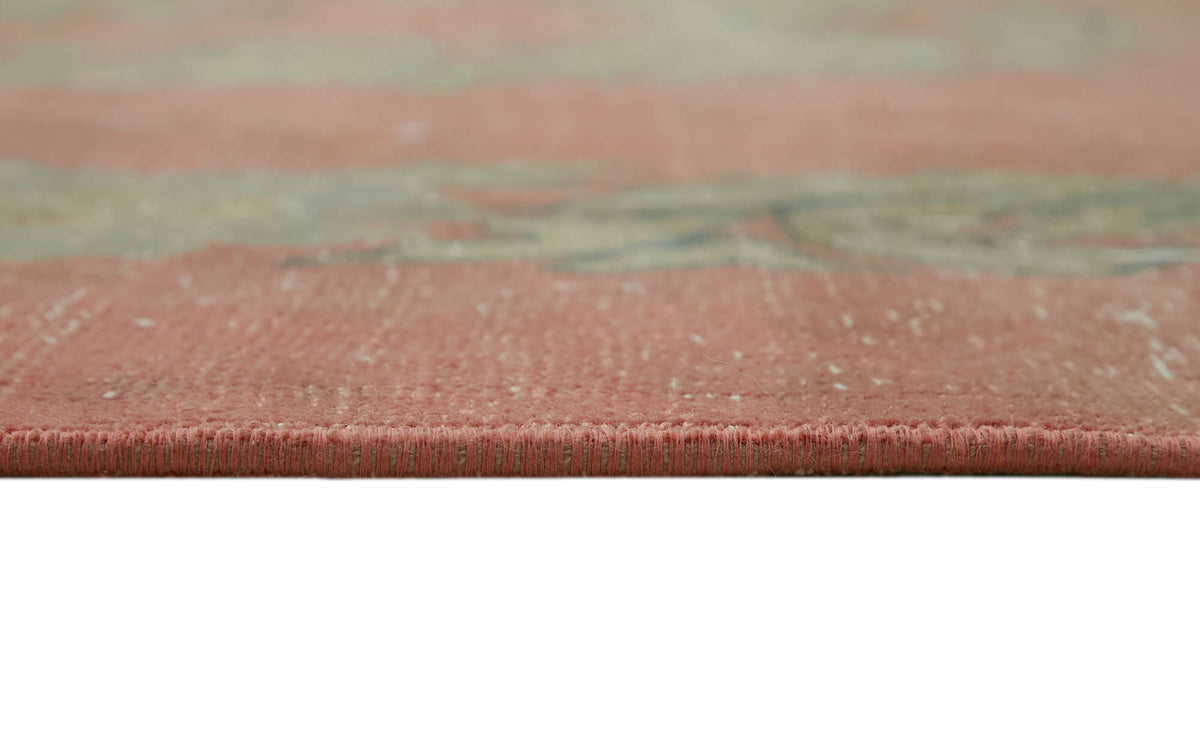 Rusvo Vintage Pembe Yeşil Çiçek Desenli El Dokuma Halı 287x372 cm 45514 – farklı açı
