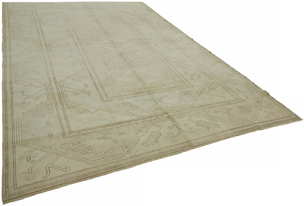 Rusvo Vintage Bej Ekru Geometrik Düz Dokuma Halı 264x402 cm 45523 – genel görünüm