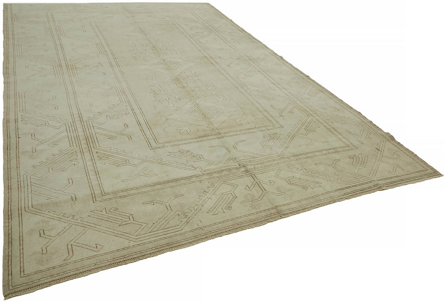 Rusvo Vintage Bej Ekru Geometrik Düz Dokuma Halı 264x402 cm 45523 – genel görünüm