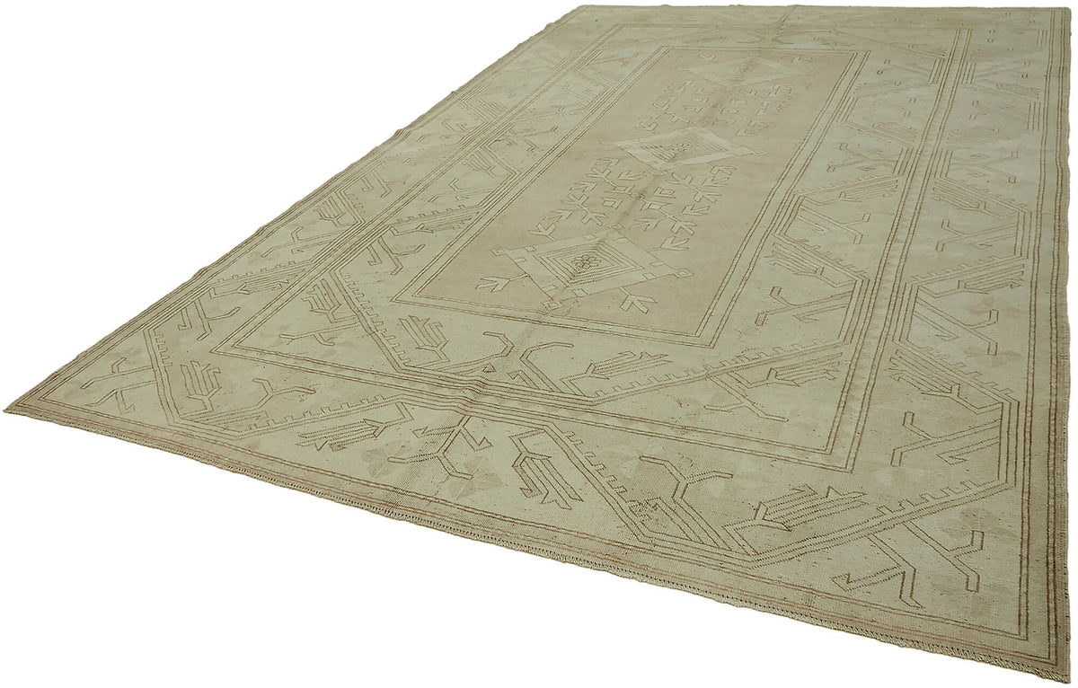 Rusvo Vintage Bej Ekru Geometrik Düz Dokuma Halı 264x402 cm 45523 – doku yakın çekim