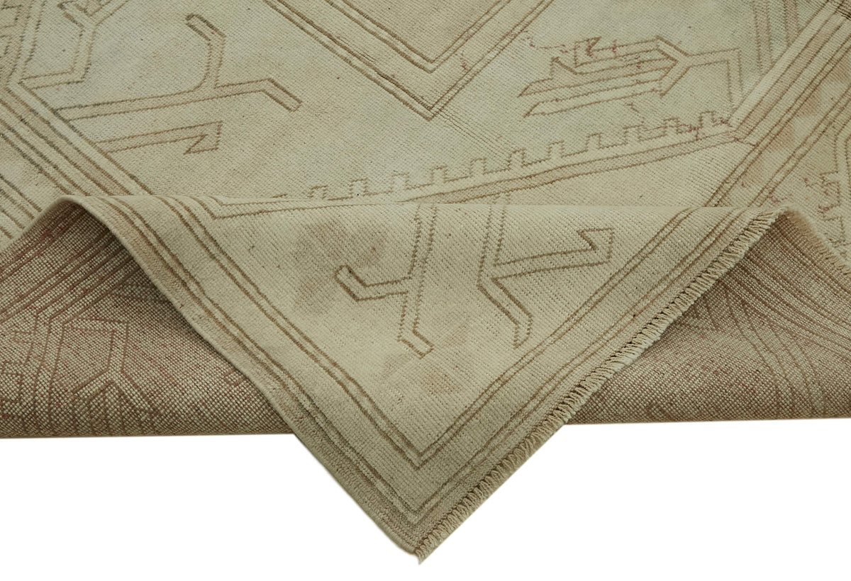 Rusvo Vintage Bej Ekru Geometrik Düz Dokuma Halı 264x402 cm 45523 – kenar detayı