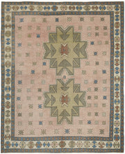 Rusvo Geometrik Desenli Toz Pembe Vintage Halı 336x403 cm
