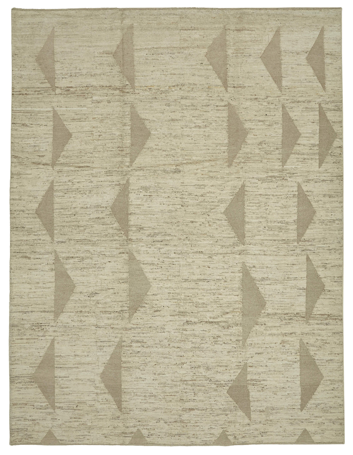 Dromar Bej Rengi Halı Modern Geometrik Desenli El Dokuması 311x417 cm