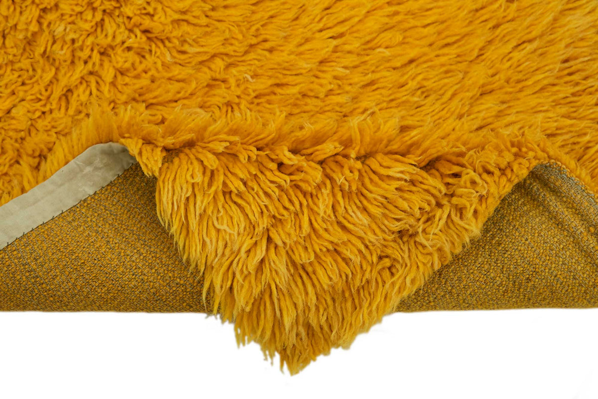 Timvi Sarı Yeşil Düz Modern El Dokuma Halı 60x150 cm – kenar detayı