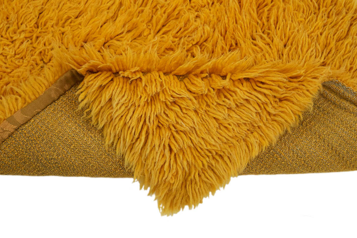 Timvi Sarı Yeşil Düz Desenli El Dokuma Halı 60x144 cm – kenar detayı