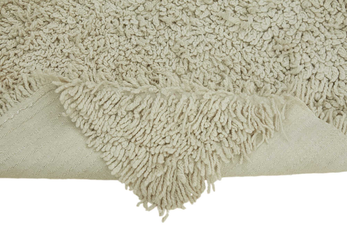 Timvi Bej Yeşil Düz Desenli El Dokuma Halı 80x213 cm – kenar detayı
