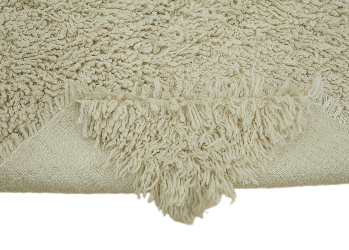 Timvi Bej Yeşil Düz Modern El Dokuma Halı 80x215 cm – kenar detayı