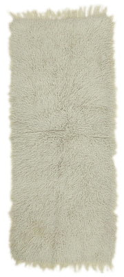 Timvi Bej ve Yeşil Düz Vintage Tulu El Dokuma Halı 86x215 cm 45647