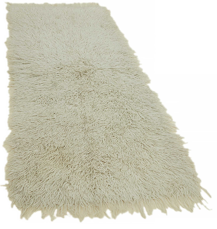 Timvi Bej ve Yeşil Düz Vintage Tulu El Dokuma Halı 86x215 cm 45647 – genel görünüm