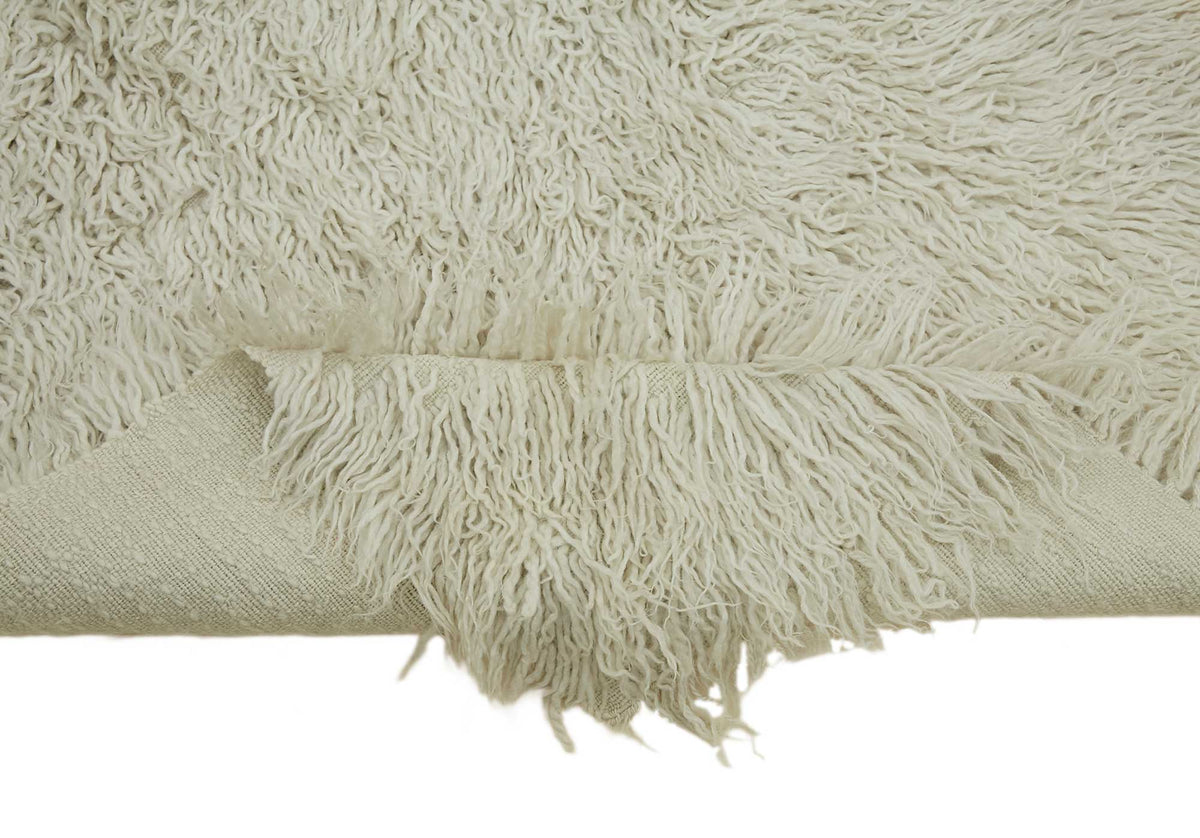 Timvi Bej ve Yeşil Düz Vintage Tulu El Dokuma Halı 86x215 cm 45647 – kenar detayı