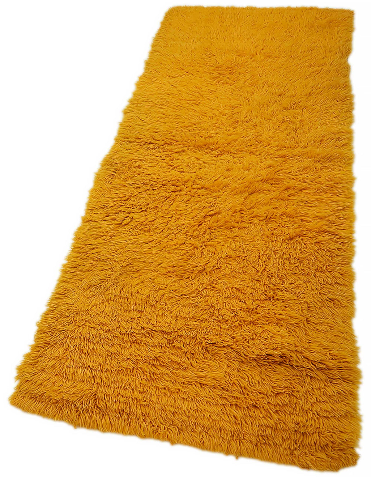 Timvi Hardal Sarısı ve Yeşil Desensiz El Dokuma Tulu Halı 76x215 cm – doku yakın çekim