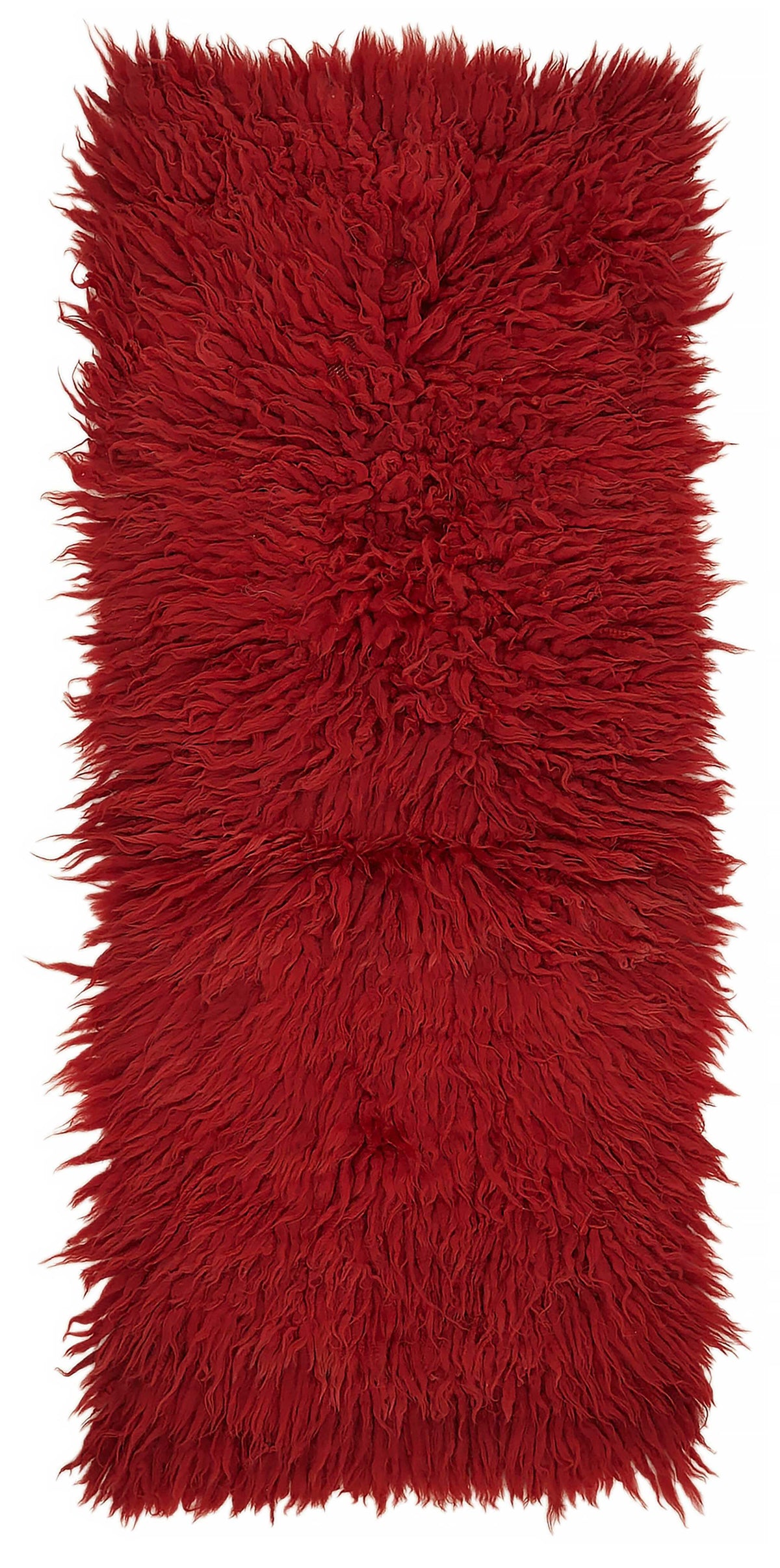 Timvi Düz Yeşil Halı Canlı Kırmızı Rengiyle Tulu Dokuma 74x185 cm