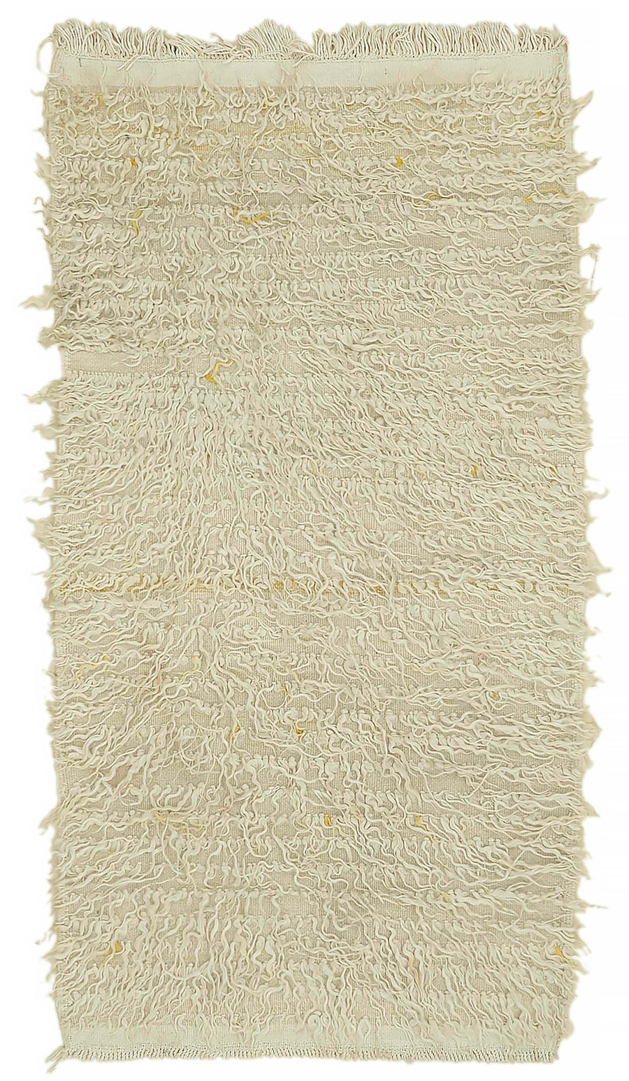 Timvi Vintage Tulu Halı, Desensiz Düz Ekru Renk 90x170 cm 45655
