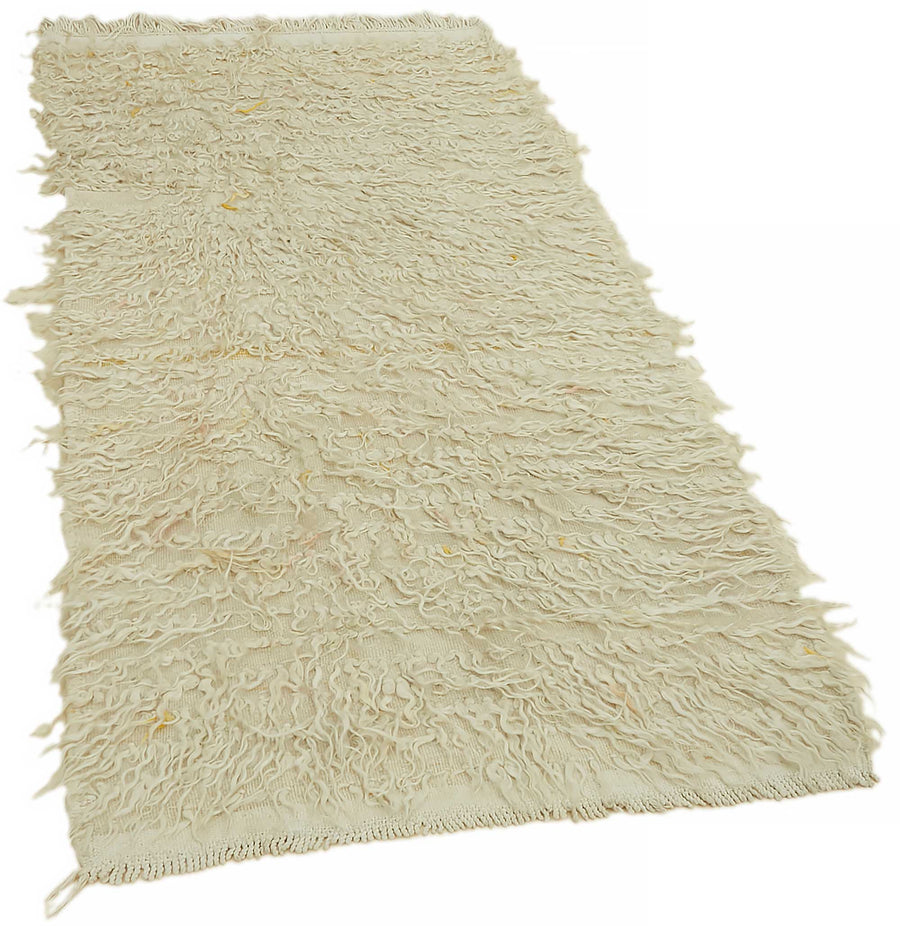 Timvi Vintage Tulu Halı, Desensiz Düz Ekru Renk 90x170 cm 45655 – genel görünüm