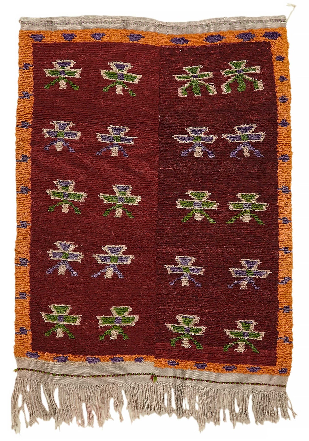 Timvi Bordo Geometrik Desenli 40-60 Yıllık Yün Halı 104x140 cm