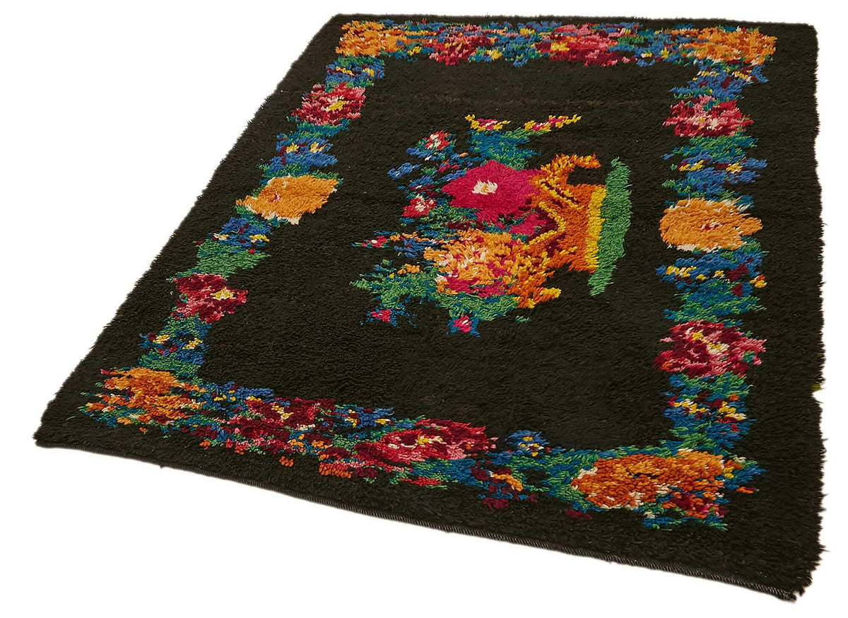 Timvi Tulu Çok Renkli Çiçek Desenli El Dokuma Halı 137x170 cm – doku yakın çekim