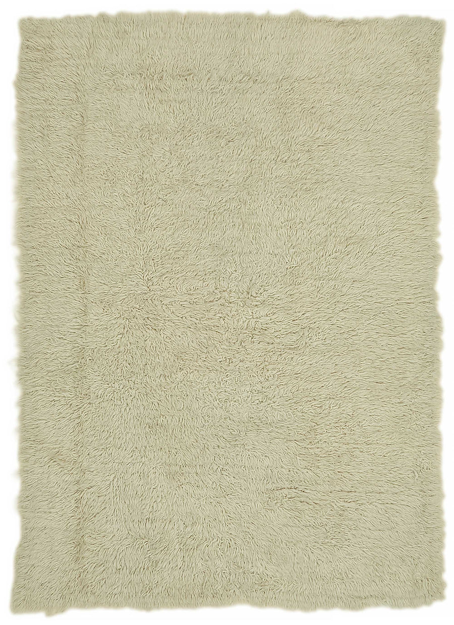 Timvi Bej ve Yeşil Düz Yün Pamuk Tulu Halı 130x180 cm 45666