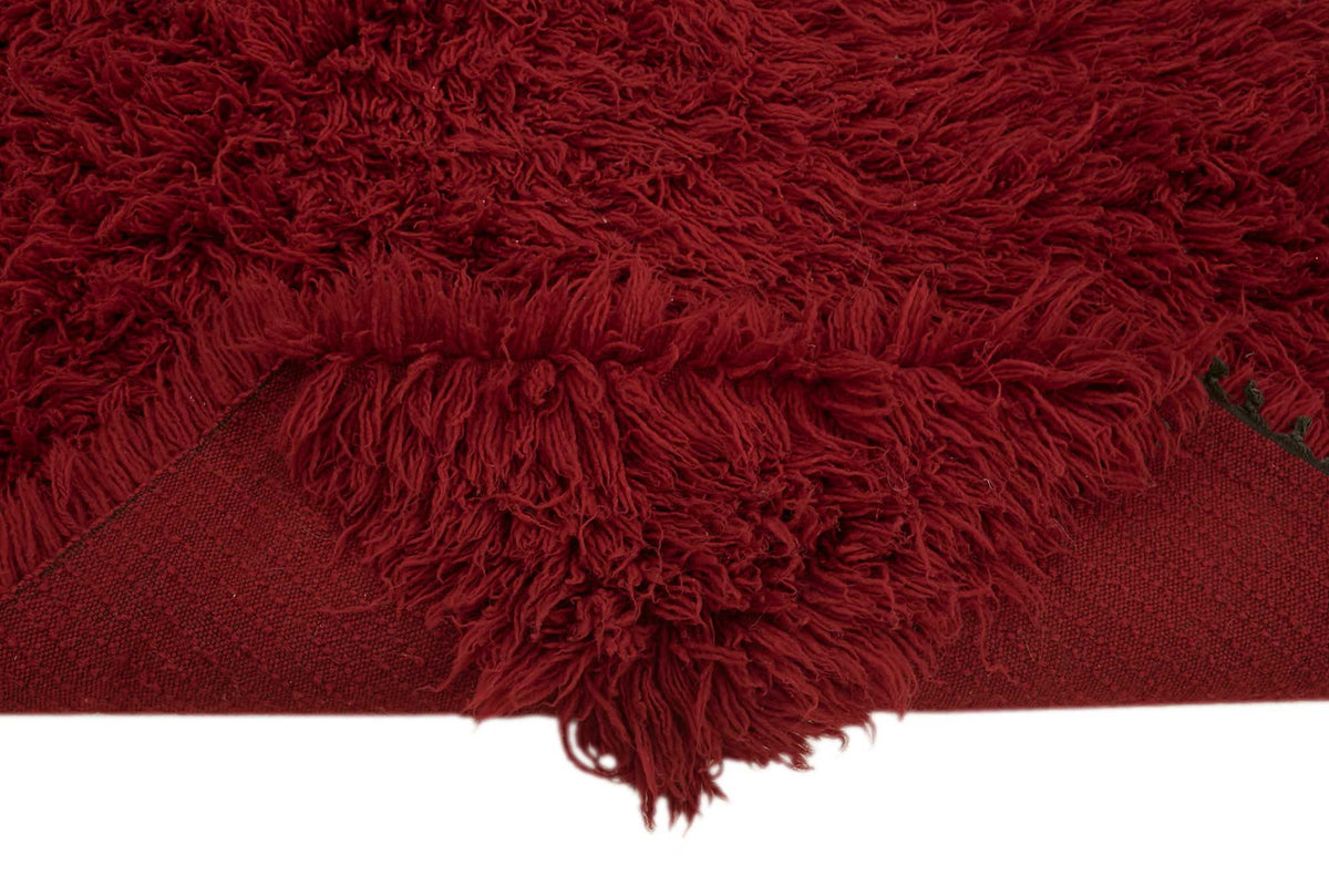 Timvi Düz Yeşil Halı Bordo Renk Modern Shaggy Dokuma 120x220 cm – kenar detayı