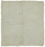 Timvi Ekru Yeşil Düz Vintage El Dokuma Halı 147x150 cm