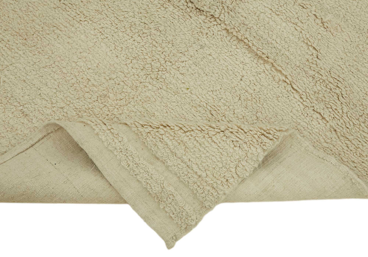 Timvi Bej Yeşil Düz Renk Modern Yün El Dokuma Halı 113x155 cm – kenar detayı