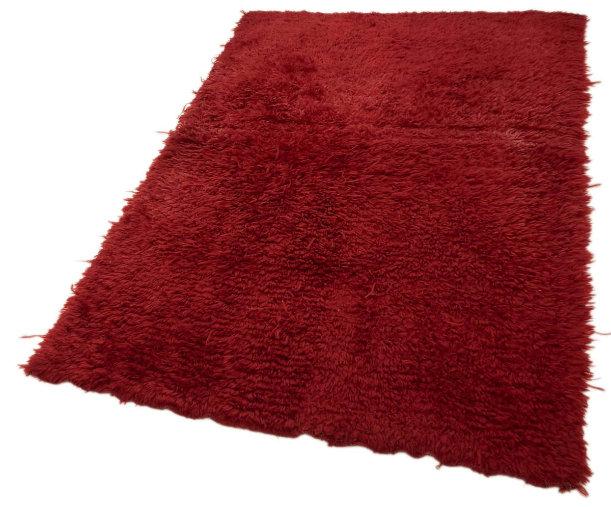 Timvi Vintage Tulu Düz Bordomsu Kırmızı Halı 122x200 cm 45673 – doku yakın çekim