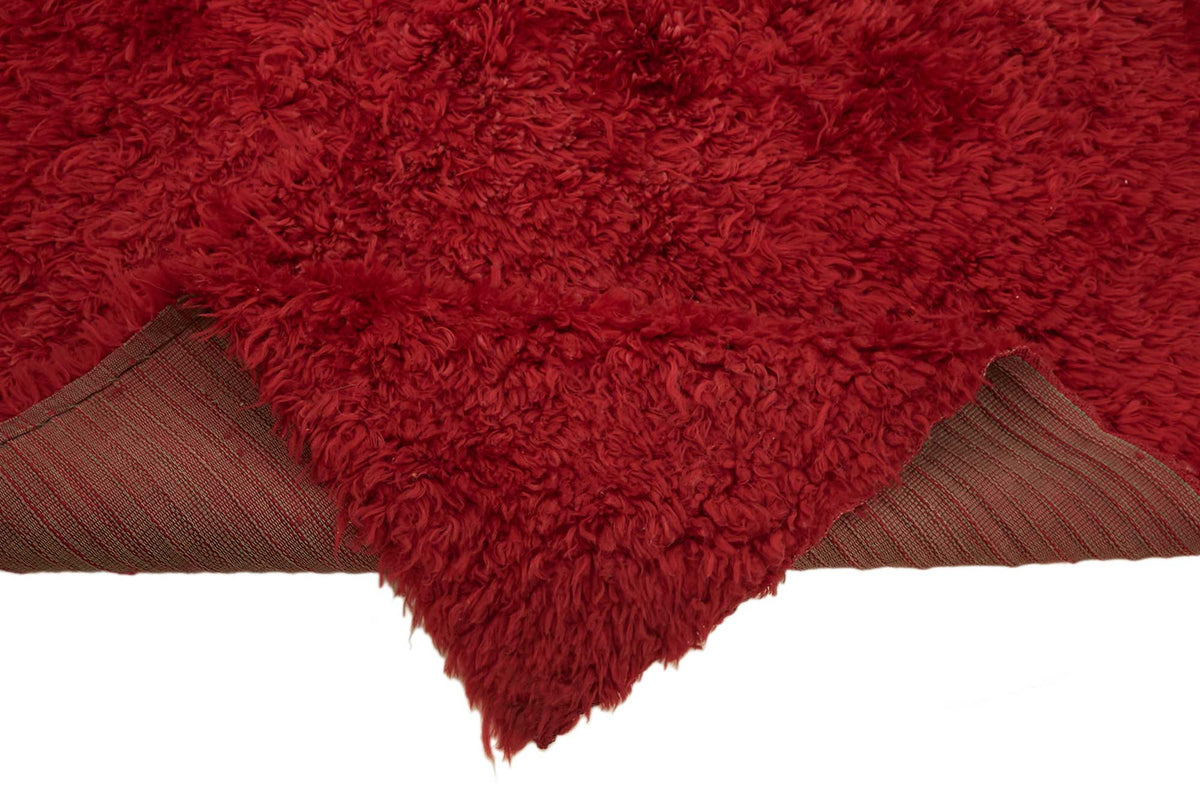 Timvi Vintage Tulu Düz Bordomsu Kırmızı Halı 122x200 cm 45673 – kenar detayı
