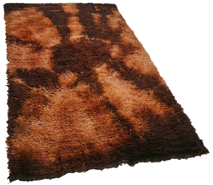 Timvi Tulu Dunkelbraun Abstrakt Gemusterter Hochflor Teppich 116x210 cm – Gesamtansicht
