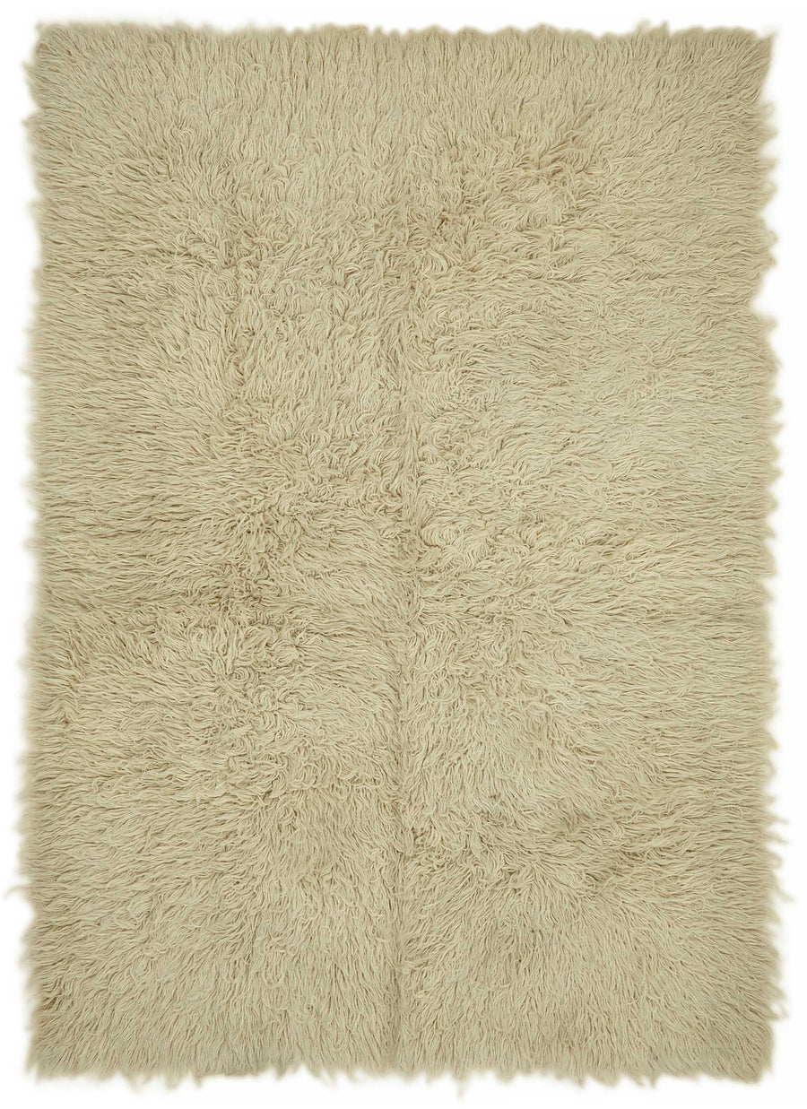 Timvi Düz Yeşil Halı Shaggy Dokulu Vintage Tulu 140x203 cm