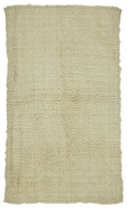 Timvi Düz Yeşil Halı Vintage Yün Pamuk Dokuma 130x225 cm