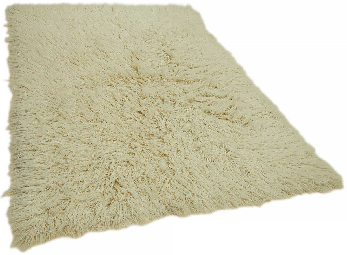 Timvi Düz Yeşil Halı Shaggy Dokuma Vintage Tulu 163x215 cm – genel görünüm
