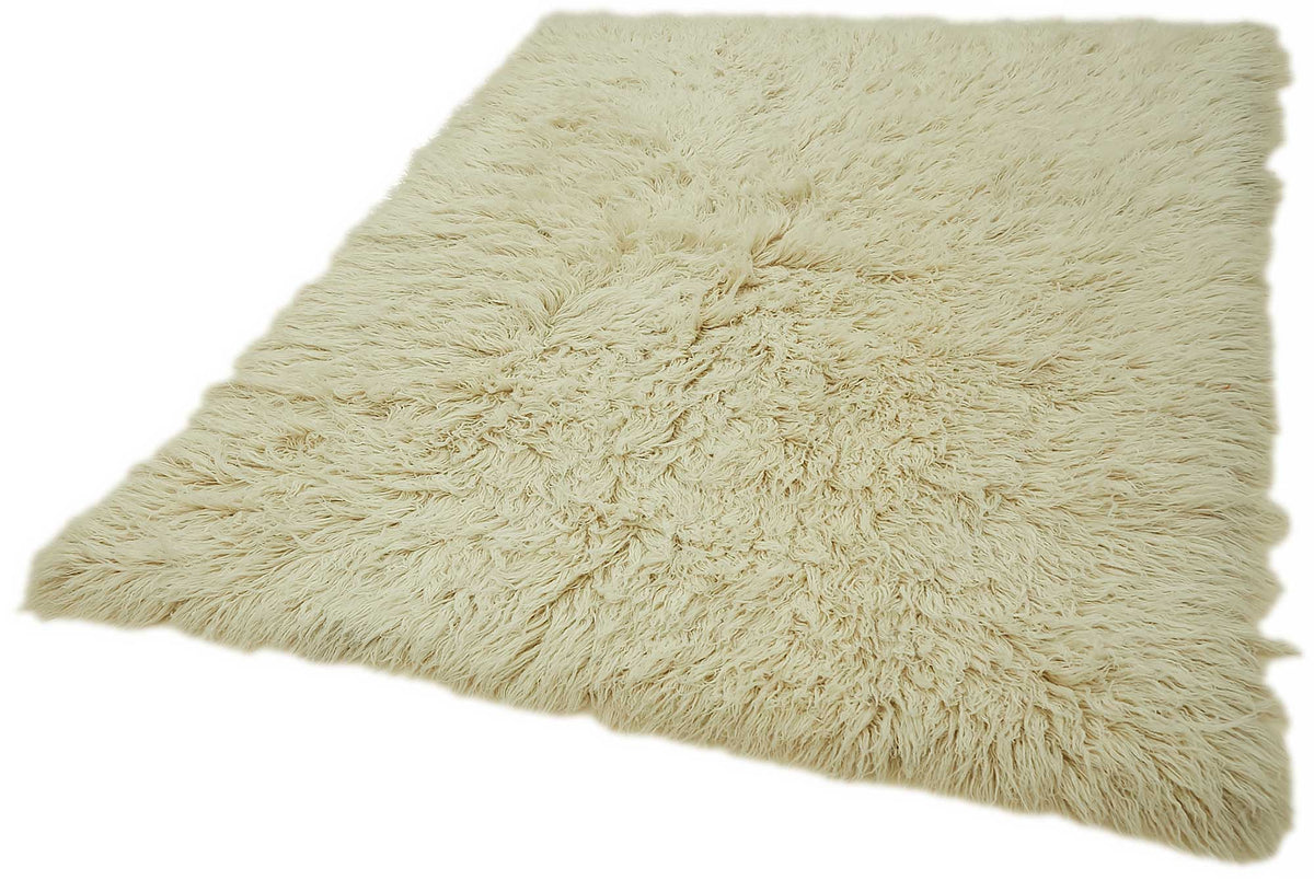 Timvi Düz Yeşil Halı Shaggy Dokuma Vintage Tulu 163x215 cm – doku yakın çekim