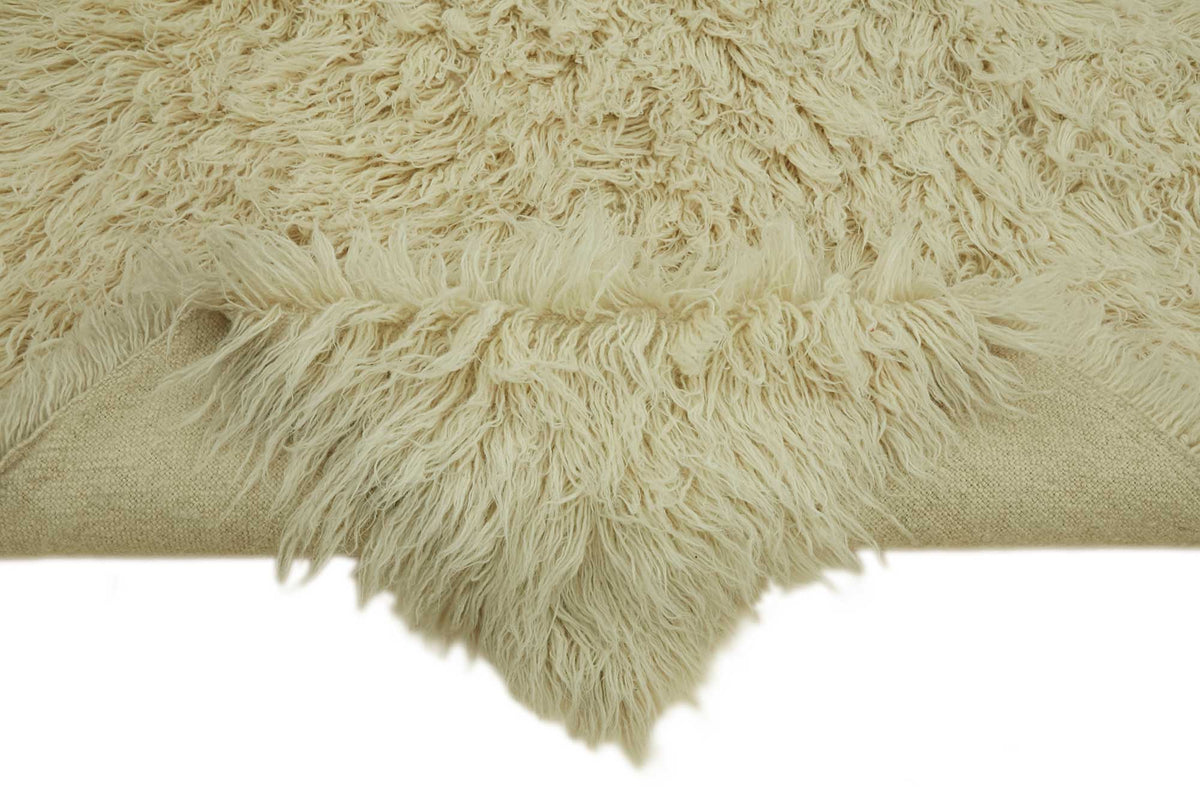 Timvi Düz Yeşil Halı Shaggy Dokuma Vintage Tulu 163x215 cm – kenar detayı