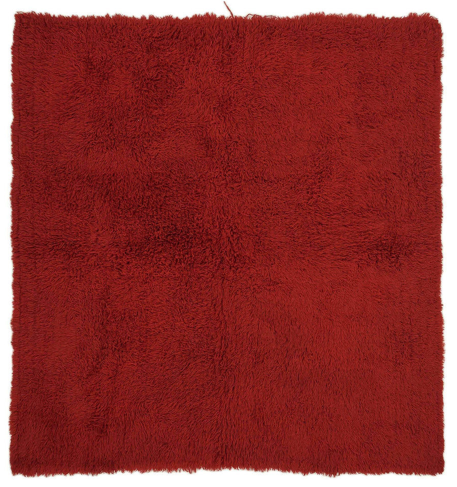 Timvi Kırmızı Yeşil Düz Desensiz Modern El Dokuma Halı 210x210 cm