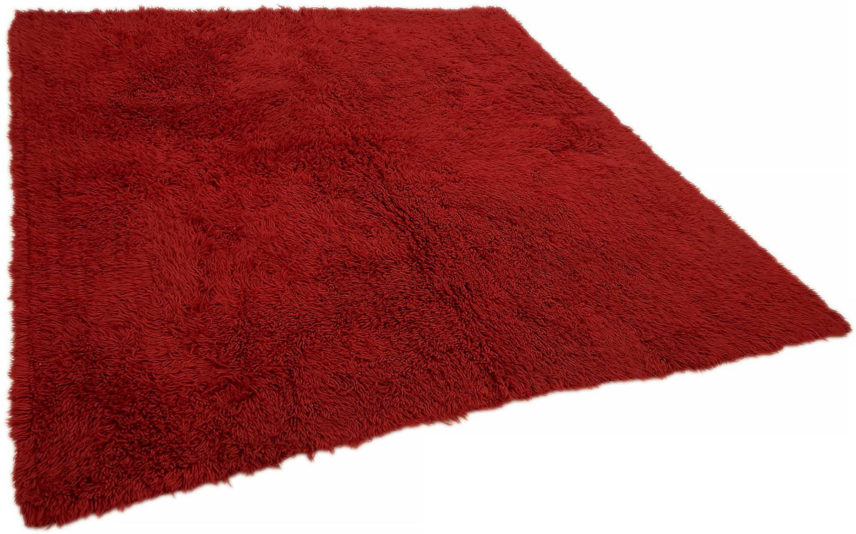 Timvi Kırmızı Yeşil Düz Desensiz Modern El Dokuma Halı 210x210 cm – genel görünüm