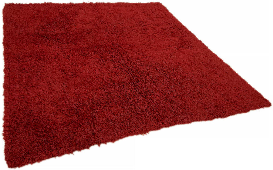 Timvi Kırmızı Yeşil Düz Desensiz Modern El Dokuma Halı 210x210 cm – genel görünüm