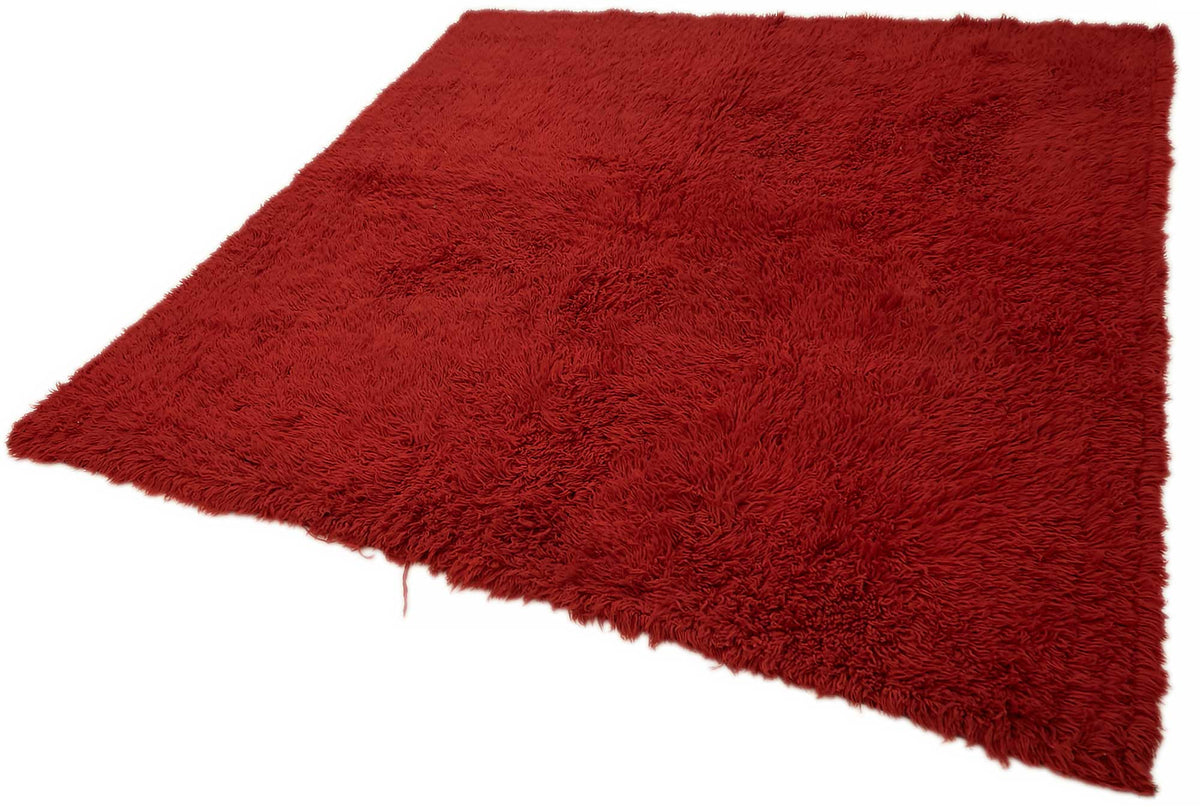Timvi Kırmızı Yeşil Düz Desensiz Modern El Dokuma Halı 210x210 cm – doku yakın çekim