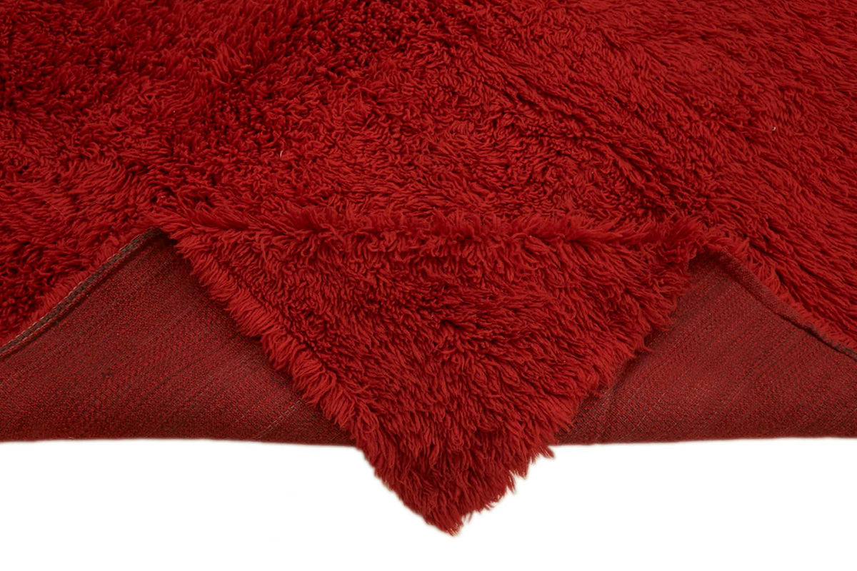 Timvi Kırmızı Yeşil Düz Desensiz Modern El Dokuma Halı 210x210 cm – kenar detayı