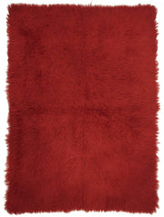 Timvi Tulu Düz Canlı Kırmızı ve Yeşil Shaggy Halı 175x240 cm