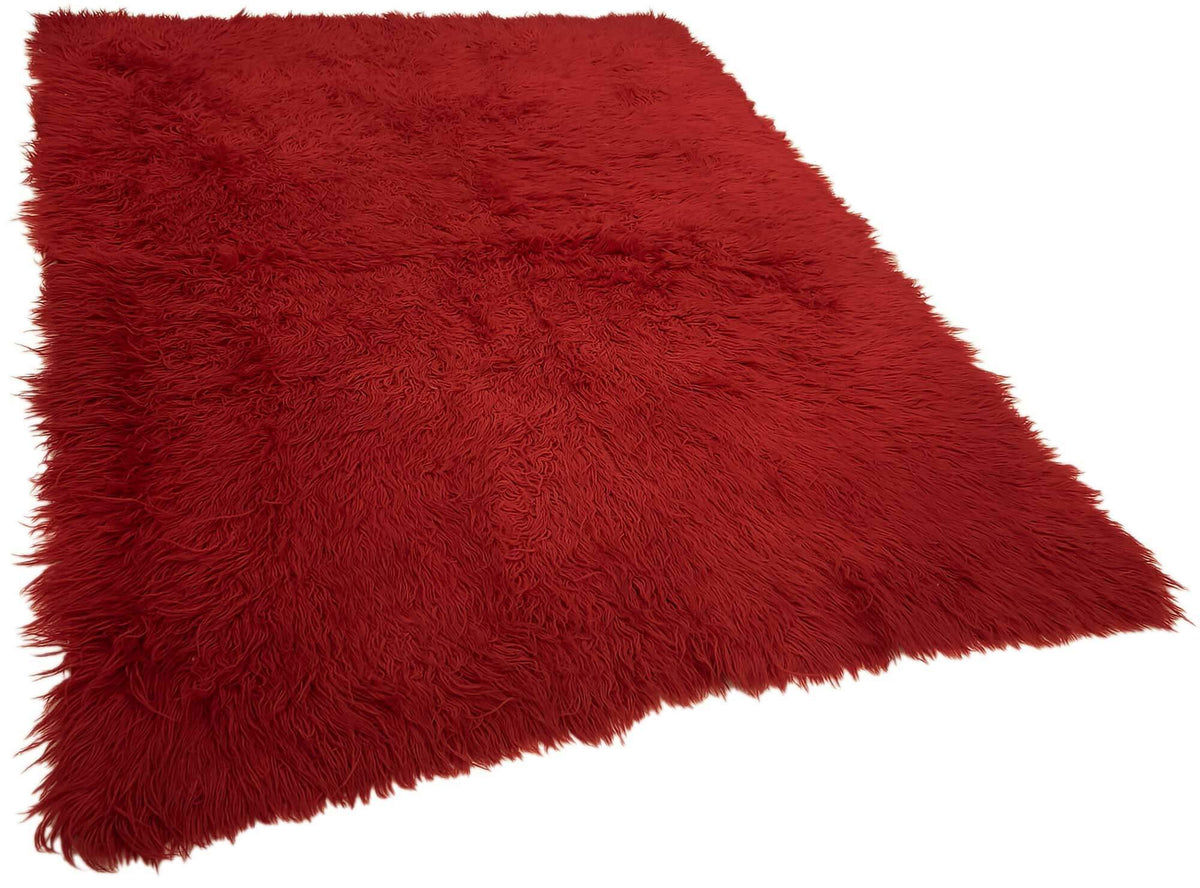 Timvi Tulu Düz Canlı Kırmızı ve Yeşil Shaggy Halı 175x240 cm – genel görünüm