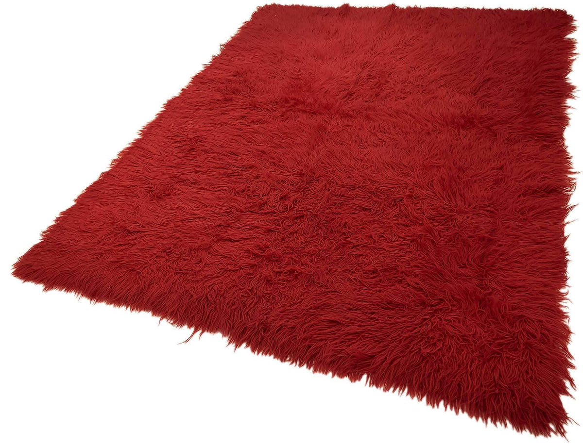 Timvi Tulu Düz Canlı Kırmızı ve Yeşil Shaggy Halı 175x240 cm – doku yakın çekim