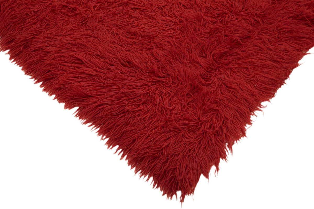 Timvi Tulu Düz Canlı Kırmızı ve Yeşil Shaggy Halı 175x240 cm – detay görünümü