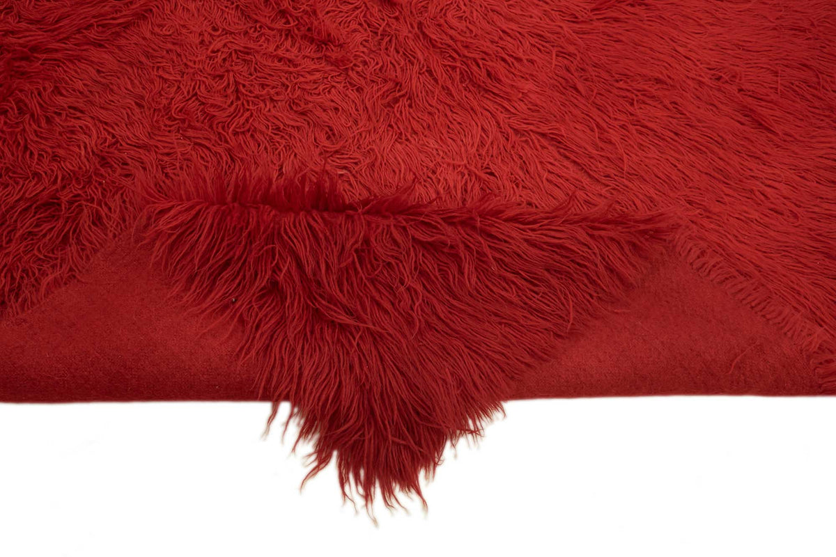 Timvi Tulu Düz Canlı Kırmızı ve Yeşil Shaggy Halı 175x240 cm – kenar detayı