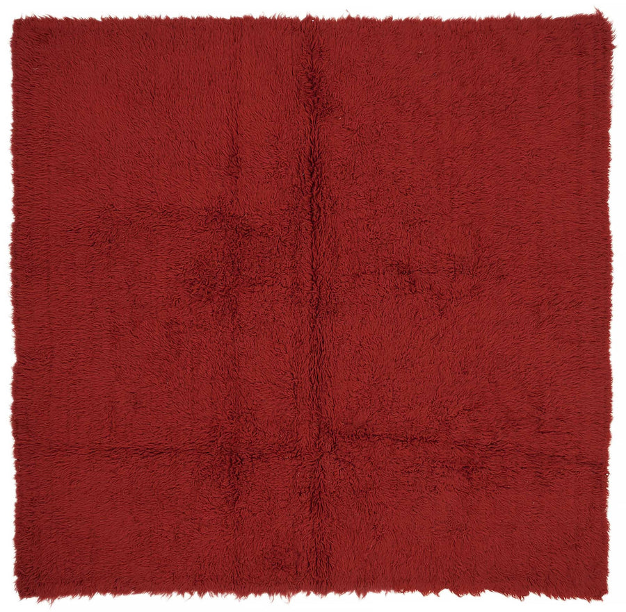 Timvi Düz Yeşil Halı Koyu Kırmızı Zeminli Kare Tulu 213x220 cm
