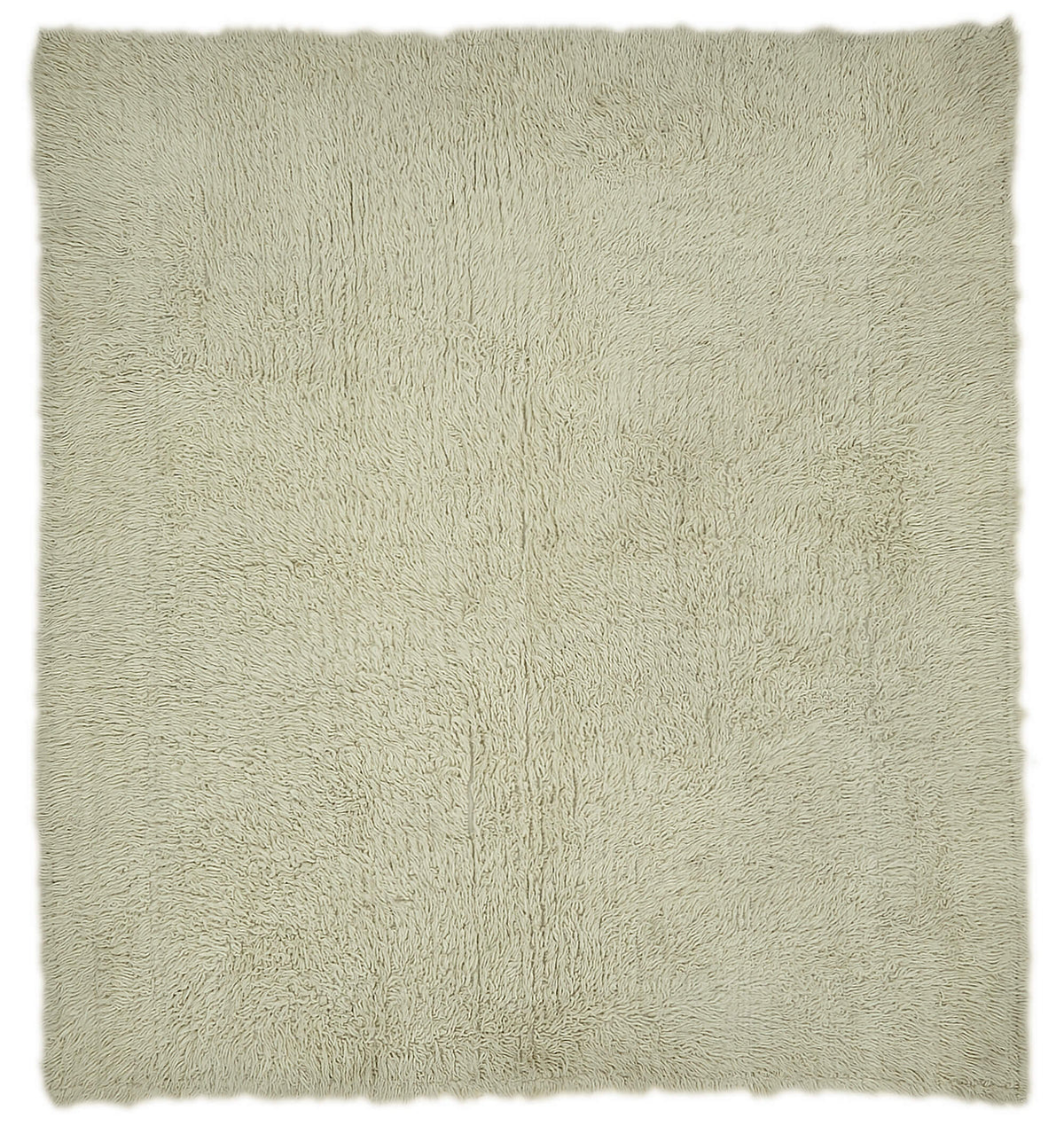 Timvi Desensiz Düz Yeşil ve Bej Vintage Kare Tulu Halı 195x218 cm