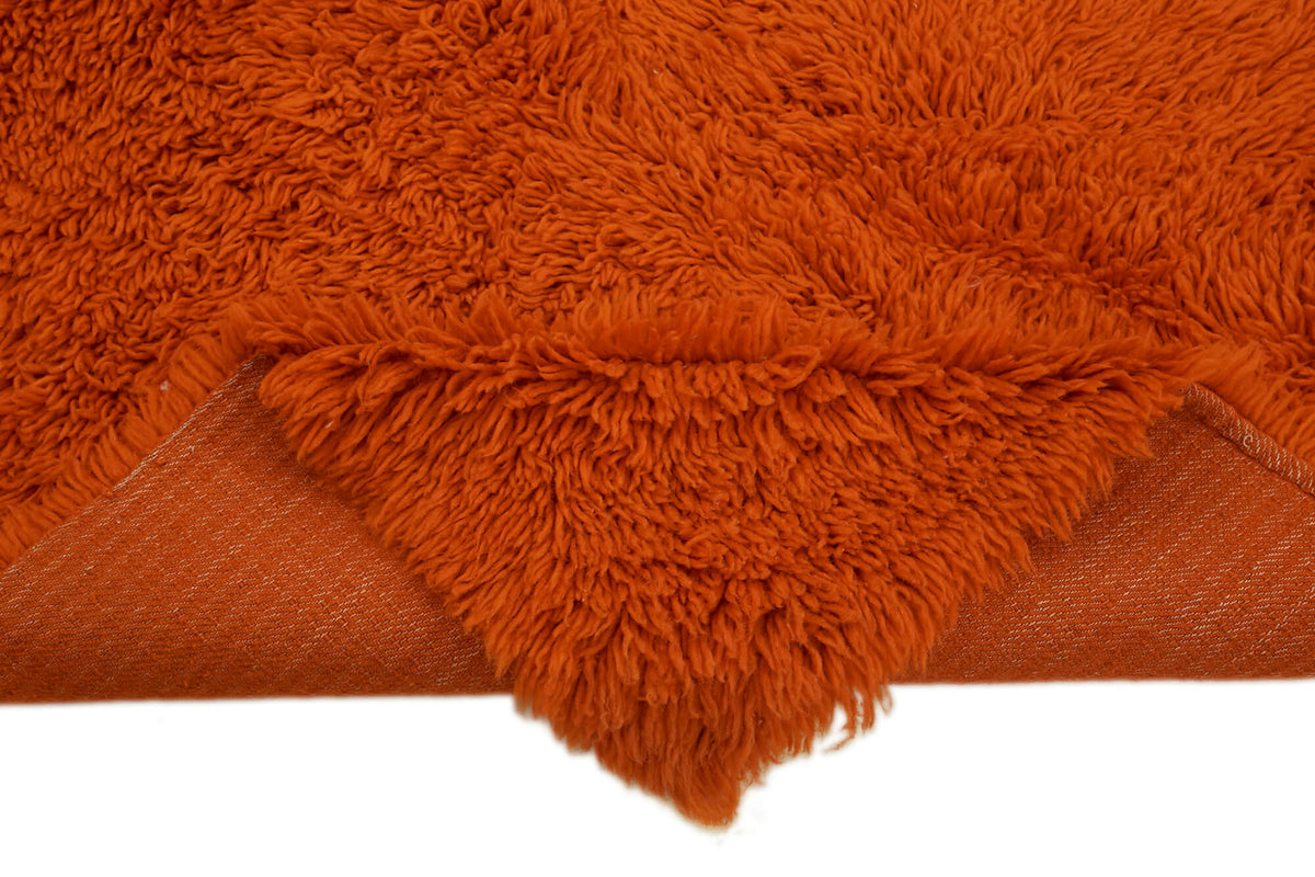 Timvi Turuncu Yeşil Düz Modern El Dokuma Halı 114x210 cm – kenar detayı