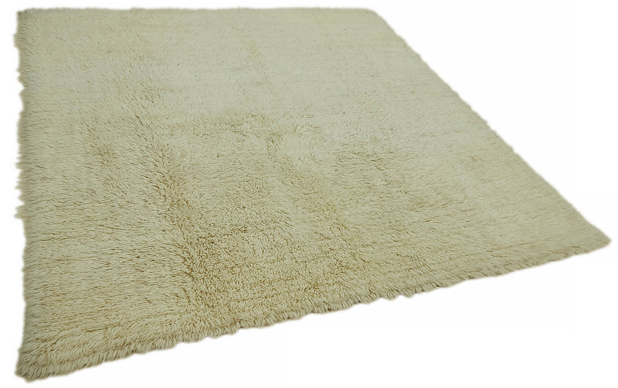 Timvi Desensiz Düz Yeşil ve Bej Kare Vintage Tulu Halı 208x226 cm – genel görünüm