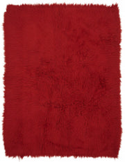 Timvi Düz Yeşil Halı Kırmızı Modern Shaggy Dokuma 184x237 cm