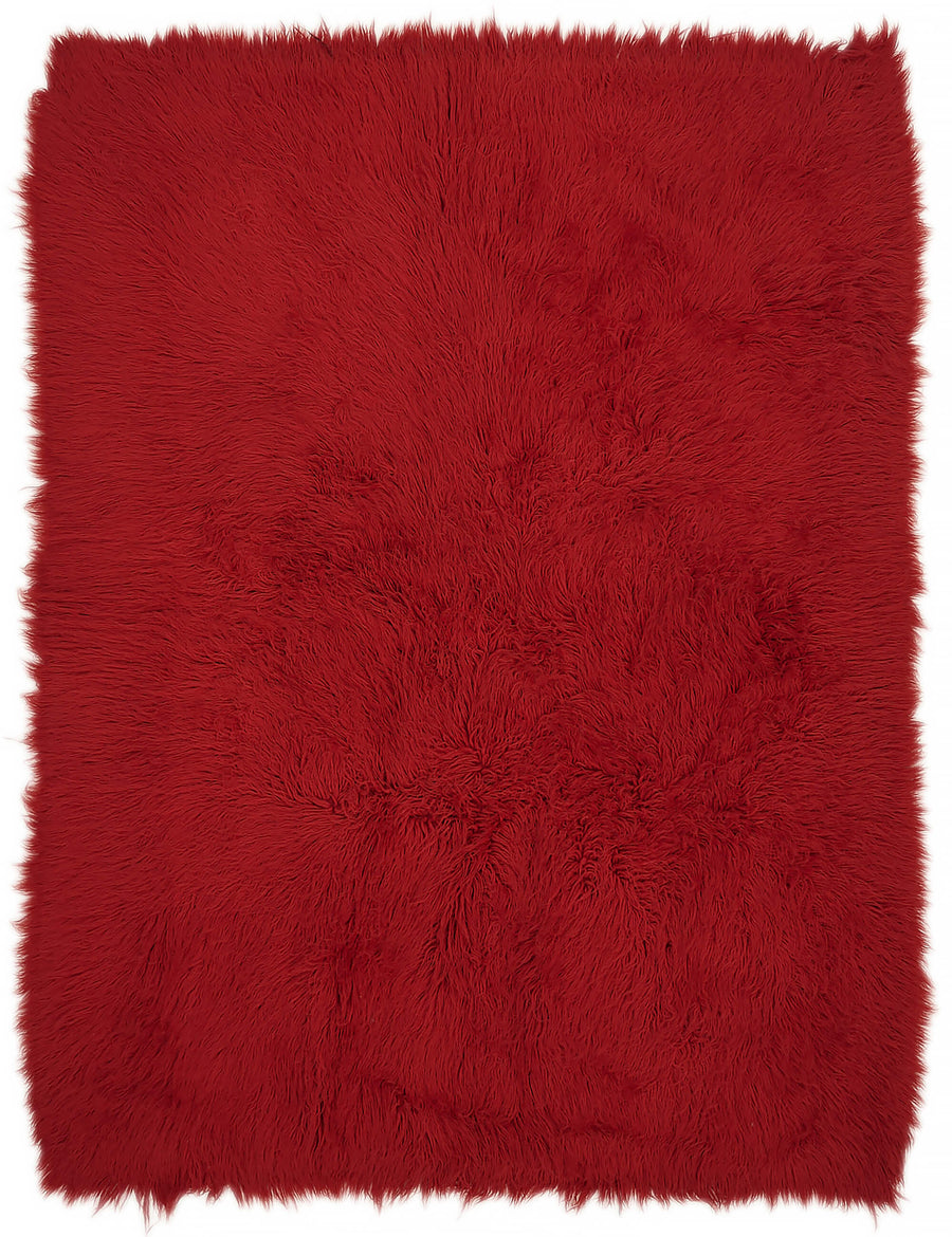 Timvi Düz Yeşil Halı Kırmızı Modern Shaggy Dokuma 184x237 cm